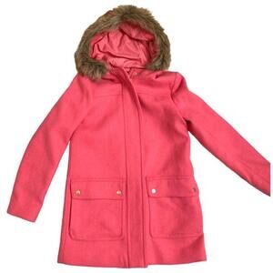 J.Crew Factory Vail Chateau Parka Wool Blend Coat Faux Fur Lined Hood NWT Size 0
